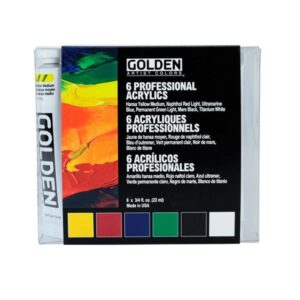 golden hb set introduccion 6 tubos 22ml - Set de Introducción de Pinturas Acrílicas Golden Open Variedad Tradicional 6 Tubos de 22 ml