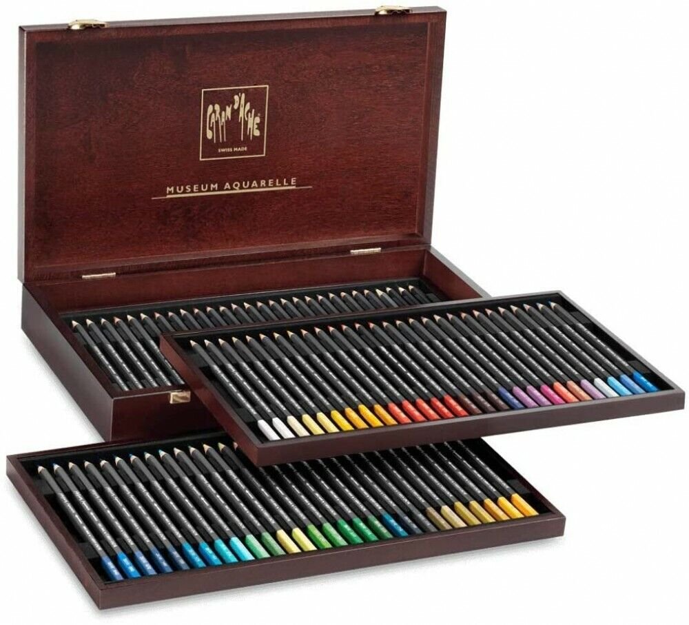 S-L1600 Caja De Madera Lápiz Acuarela Museum Aquarelle 76 Colores De Caran D'Ache - Imagen 1