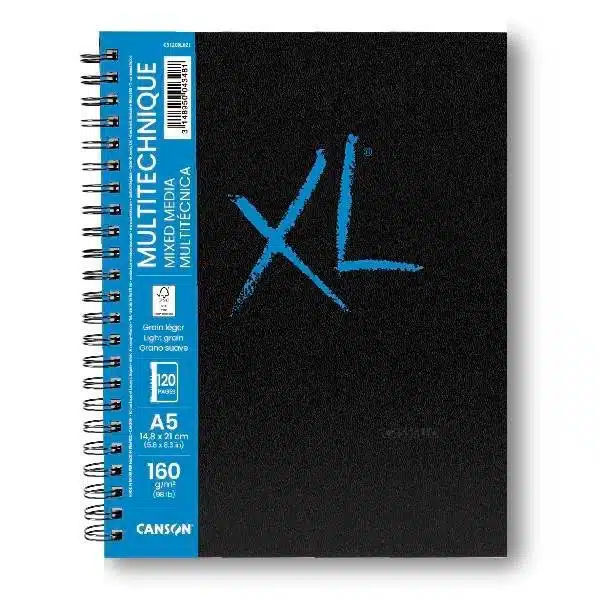 cuaderno 148x21cm 60h canson xl mix media ligero 160grs 1 - Bloc Espiral Canson XL Mix Media A4 300 Gramos 30 Hojas