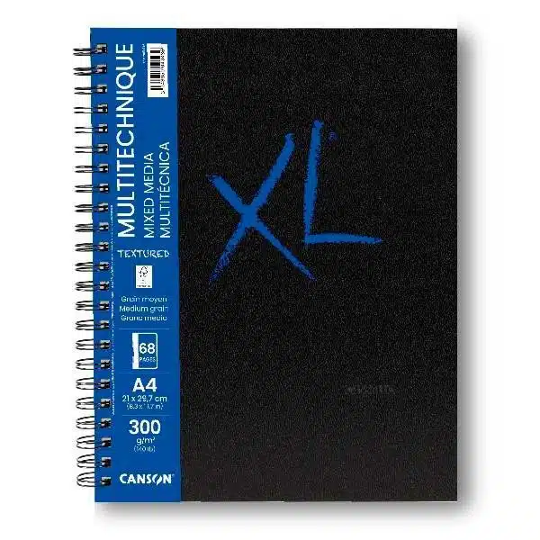 cuaderno 21x297cm 40h canson xl mix media texturado 300grs 1 - Bloc Espiral Canson XL Mix Media A4 300 Gramos 30 Hojas