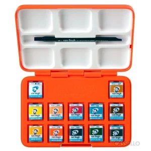 van gogh acuarela pocketbox 12 pastillas caja roja - Estuche Plástico 12 Pastillas Acuarela Van Gogh Pocket Box Tonos Tenues