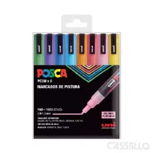 casstillo pc 3m 8c estuche sp uni posca rotulador de pintura base al agua 09 13 mm - Rotuladores Posca PC5M x 8 Set Colores Pastel