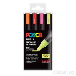 casstillo pc 5m 4c estuche fluor uni posca rotulador de pintura base al agua 18 25 mm - Rotuladores Posca PC5M x 8 Set Colores Pastel