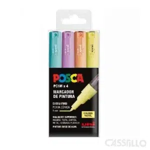casstillo pc1m 4c estuche pastel uni posca marcador de pintura base al agua 07 mm - Rotuladores Posca PC3M x 8 Set Colores Básico