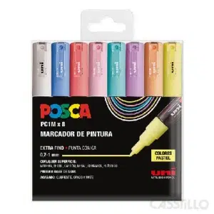 casstillo pc1m 8c estuche pastel uni posca marcador de pintura base al agua 07 mm - Rotuladores Posca PC5M x 4 Set Colores Brillantes