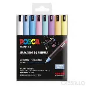 casstillo pc1mr 8c estuche pastel uni posca marcador de pintura base agua 07 mm - Expositor Rotulador Posca PC7M 20 Unidades
