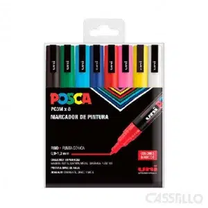 casstillo pc3m 8c uni posca pc3m 8 colores estuche basic - Set Rotulador Posca PC1Mr 8 Colores Básico Pintura a Base de Agua 0,7 - 1 mm
