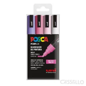 casstillo pc5m 4c estuche posca colores dulces - Rotuladores Posca PC3M x 4 Set Colores Pastel Pintura a Base de Agua 0,9 - 1,3 mm