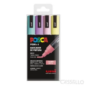 casstillo pc5m 4c estuche uni posca colores pastel - Set de Rotuladores Posca PC3M x 8 Colores Pastel