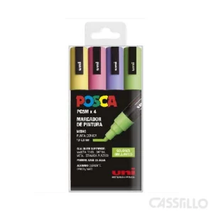 casstillo pc5m 4c pack 4 posca colores brillantes - Rotuladores Posca PC1Mr x 12P Caja Mania Pintura a Base Agua 0,7 - 1 mm