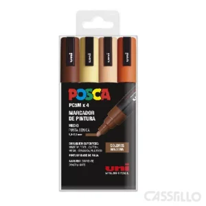 casstillo pc5m 4c pack 4 posca colores madera - Rotuladores Posca PC5M x 8 Set Colores Básico Pintura a Base de Agua 1,8 - 2,5 mm