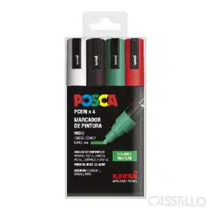 casstillo pc5m 4c pack 4 posca colores navidad - Rotuladores Posca PC1Mr x Expositor 48 Uds Grueso Punta 0,7 - 1 mm