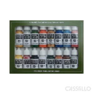 casstillo vallejo set 16 model color set folkstone basic 17 ml - Set Acrílico Vallejo Game Color Leather & Metal 16 Colores 17 ml