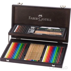 casstillo caja madera faber castell art and graphic 53 piezas - Caja de Madera 72 Lápices De Colores Faber Castell Polychromos