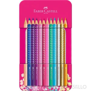 casstillo estuche de metal con 12 lapices de color sparkle faber - Set 12 Lápices de Colores Faber Castell Grip Especiales.