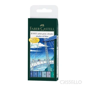 casstillo faber castell 6 rotuladores pitt punta pincel azules - Set Escritorio 24 Marcadores Faber Castell Textliner