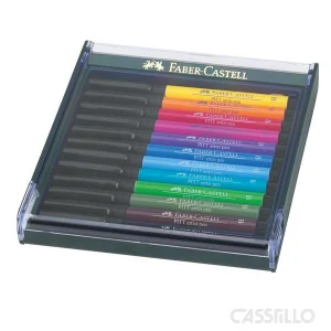 casstillo faber castell caja plastico con 12 rotulador pitt tonos brillantes - Set 6 Rotuladores Faber Castell Pitt Punta Pincel Azules