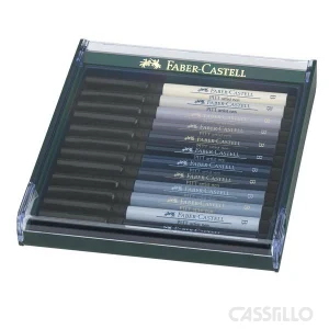 casstillo faber castell caja plastico con 12 rotulador pitt tonos grises - Set 8 Rotuladores Faber Castell Pitt Artist Pen Black And Grey