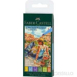 casstillo faber castell estuche 6 rotuladores pitt artist pen b summer vibes - Rotulador Faber Castell Pitt Oro Punta M