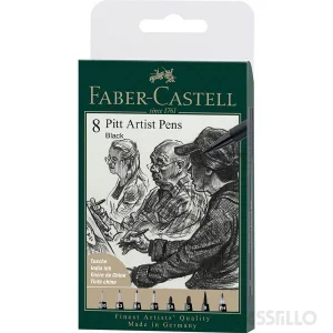 casstillo faber castell estuche 8 rotulador pitt artist pen - Set 4 Rotuladores Faber Castell Pitt Manga Negros