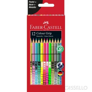 casstillo faber castell estuche carton con 12 lapices grip colores especiales - Set de Metal Faber Castell Con 12 Lápices de Color Sparkle Faber