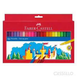 casstillo faber castell estuche con 50 rotuladores escolares con punta de fibra - Set Lápiz Color Faber Castell Grip Estuche Cartón 12 unidades