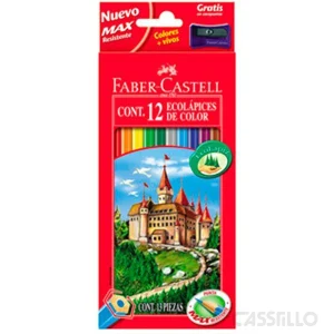 casstillo faber castell linea roja caja carton 12 lapices de colores - Set 48 Lápices de Colores Faber Castell Línea Roja