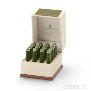 casstillo graf von faber castell estuche 20 cartuchos verde oliva - Pluma Estilográfica Faber Castell Graf Von Marfil Anello M