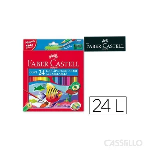 casstillo lapices de colores faber castell acuarelables c 24 surtidos ref 120224 - Maletín Metálico con 300 Lápices Grip Color Faber Castell