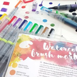 casstillo pack 10 rotuladores pincel artist tinta base agua colores variados - Set de 40 Colores Acuarela Artist Start 1/ 2 Godet