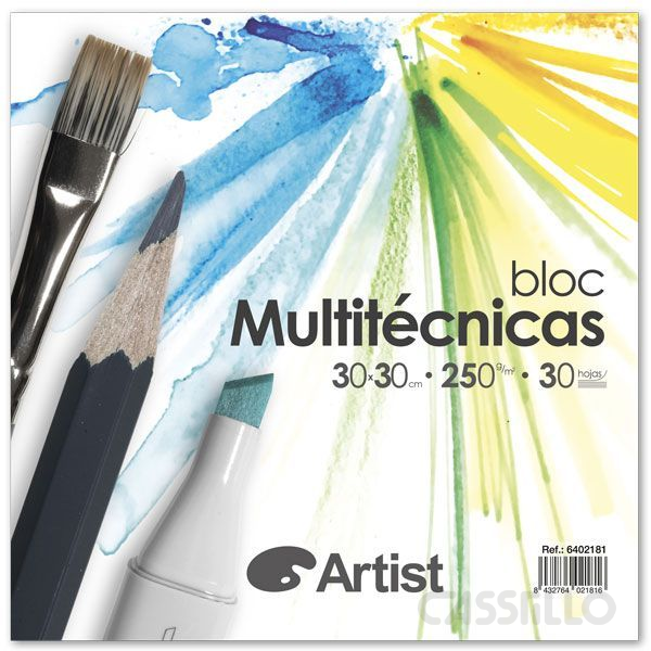 Casstillo-Artist-Bloc-Multi-Tecnica-Encolado-250G-30-Hjs-30X30-Cm Bloc Multitécnica Encolado 30 Hojas Artist 250 Gr 30X30 Cm - Imagen 1