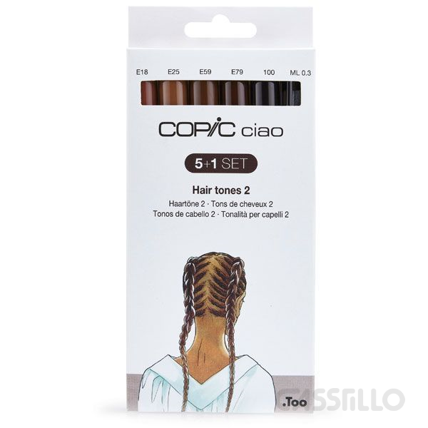 Rotuladores Copic Ciao Doble Punta Colores Tonos Pelo Oscuro Set 5 Unidades + 1 - Imagen 1