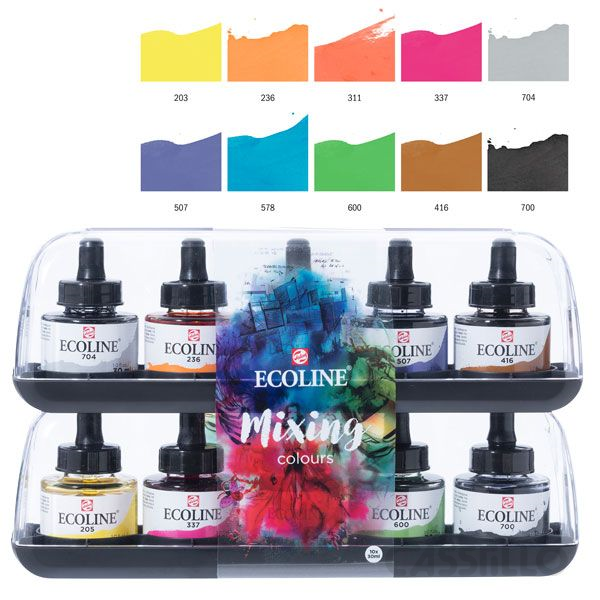 Casstillo-Ecoline-Estuche-10-Colores-30-Ml Acuarela Líquida Ecoline Set 10 Colores 30 Ml - Imagen 1