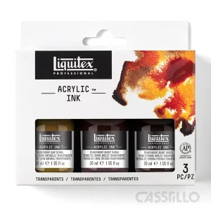 Ensemble d'encres acryliques Castillo Liquitex 3 couleurs transparentes