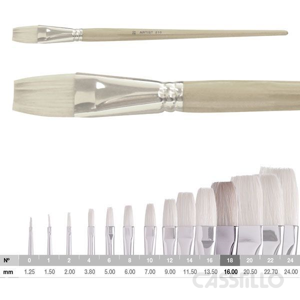 Casstillo-Pincel-Artist-Pelo-De-Cerda-Plano-N18-Diametro-16-Mm Pincel Plano Número 18 Artist Pelo De Cerda Diámetro 16 Mm - Imagen 1