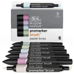 Rotulador Winsor Newton Promarker Brush Doble Puntas Set 6 Tonos Pastel