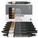 Rotulador Winsor Newton Promarker Brush Doble Puntas Set 6 Tonos Piel