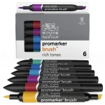 Rotulador Winsor Newton Promarker Brush Doble Puntas Set 6 Tonos Ricos