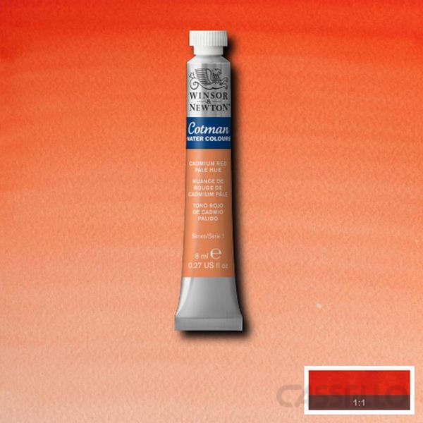 Casstillo-Winsor-Newton-Acuarela-Cotman-8Ml-103-Tono-Rojo-De-Cadmio-Palido Pintura Acuarela Cotman Winsor Newton 103 Tono Rojo De Cadmio Pálido 8 Ml - Imagen 1