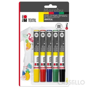 Casstillo Marabu Textil Painter Set 5X 2 4Mm 019 031 053 067 073