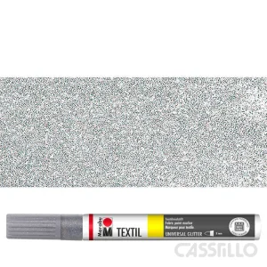 Casstillo Rotulador Para Tela Marabu Textil Painter Glitter 3Mm 582 Plata