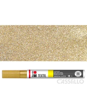 Casstillo Rotulador Para Tela Marabu Textil Painter Glitter 3Mm 584 Oro