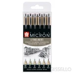 Rotulador Sakura Pigma Micron Set 6 unidades Negros
