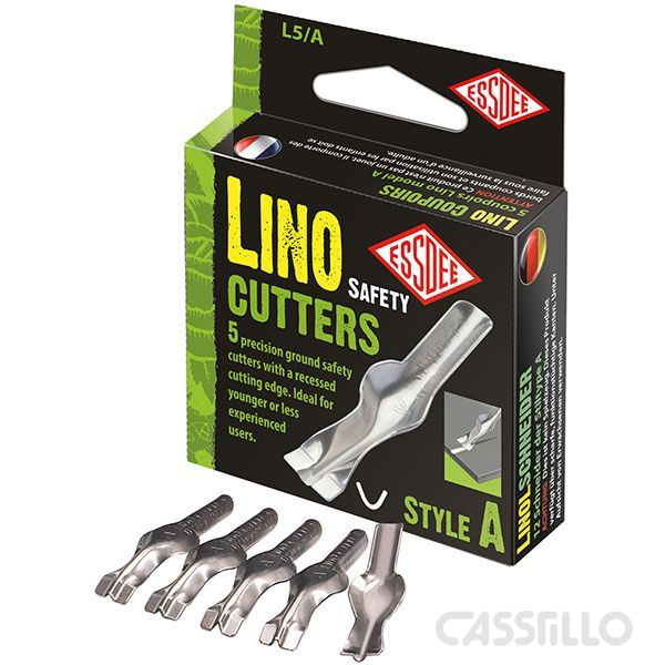 Casstillo-Essdee-L5-A-Lino-Cutter-De-Seguridad-Estilo-A-Caja-De-5Uds Cutters Lino De Seguridad Estilo A Essdee L5-A Set 5 Unidades - Imagen 1