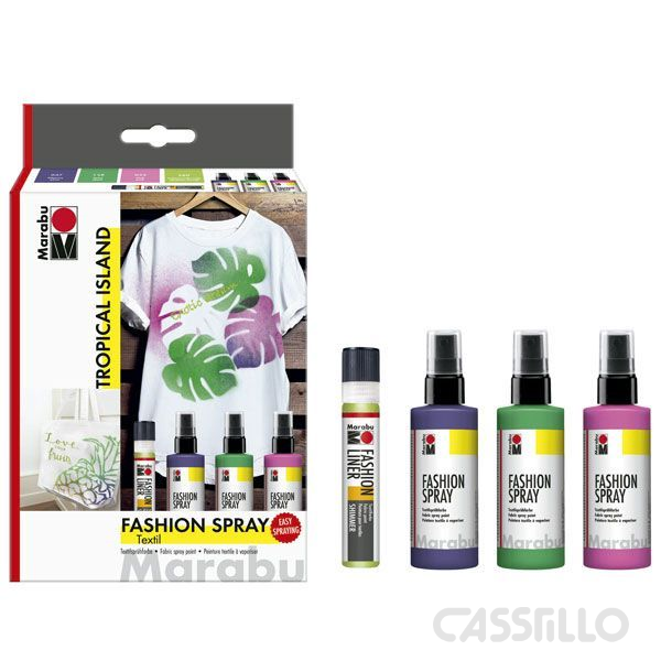 Casstillo-Marabu-Fashion-Spray-Col-Trend-Set-Tropic-3X100Mlliner Fashion Spray Marabu Trend Set Tropical Island 3 X 100Ml + Liner - Imagen 1